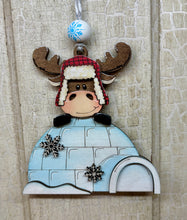 Load image into Gallery viewer, Igloo Moose, Bear or Penguin Ornaments  - Unpainted &amp; Unassembled