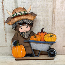 Load image into Gallery viewer, Fall Pumpkin Highland Cows - Unpainted &amp; Unassembled