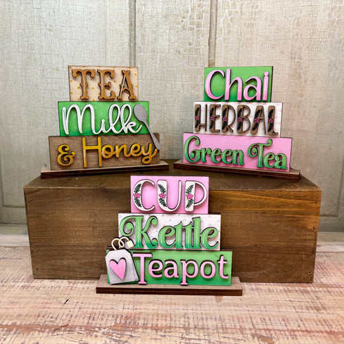 Tea Stacked Shelf Sitter - Unpainted & Unassembled