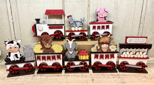 Farm Train - Unpainted - Buy a Piece (8 pieces) or Entire Set