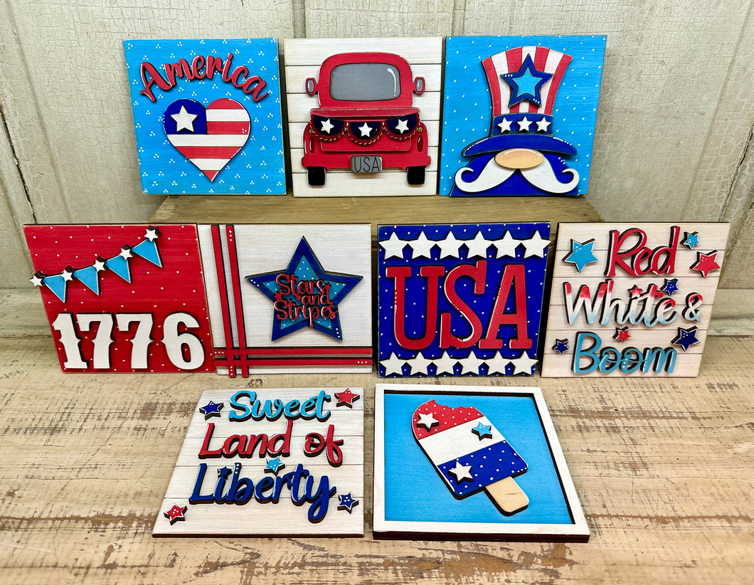 Interchangeable 4th of July Inserts for Ladder or Frames - Unpainted