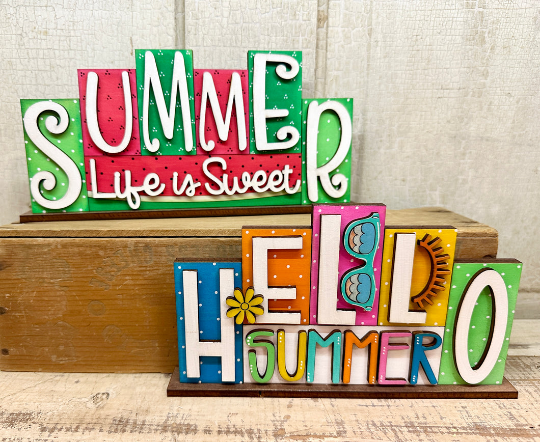 Summer Word Shelf Sitter - Unpainted