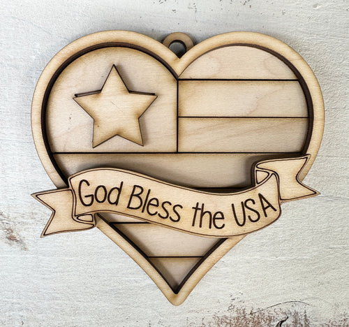 Military Heart Ornament - DIY - 8 Different Sayings