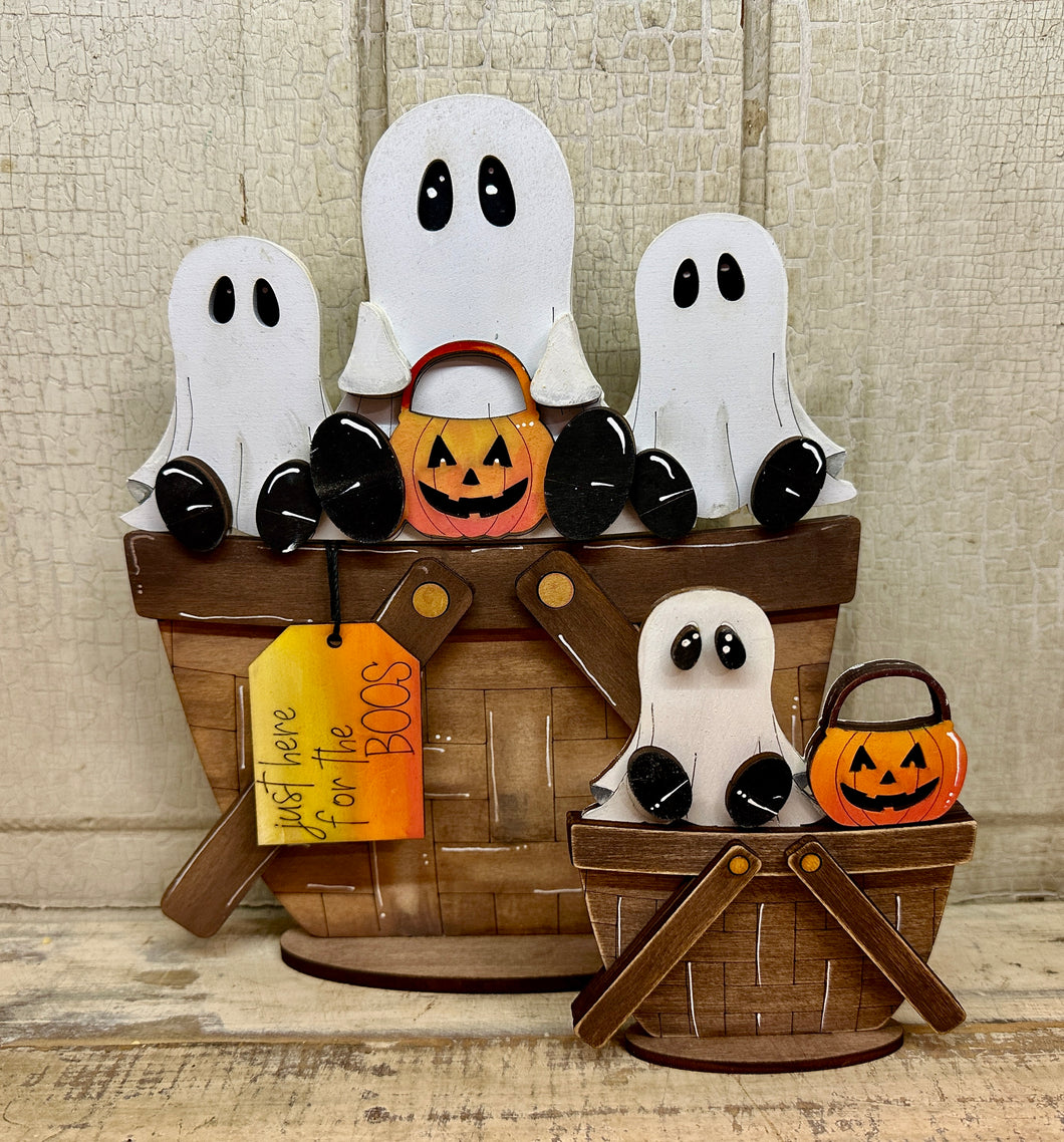 Large or Tiny Halloween Ghost Basket Inserts -  Unpainted