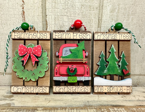 Farmhouse Christmas Pallet Ornament  - Unpainted