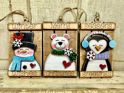 Winter Friends Pallet Ornament  - Unpainted