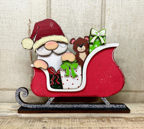 Sleigh with Santa Gnome  - Unpainted