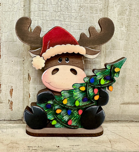 Christmas Moose with Tree - Unpainted