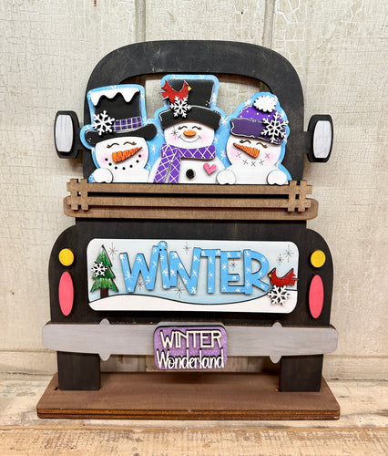 Winter Snowman Insert - for Truck, Bread Board, Door hanger or Fence (Bases - NOT included, sold separately)