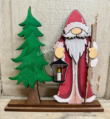2 Sided Vintage Santa Shelf Sitter (With or Without Tree) - DIY