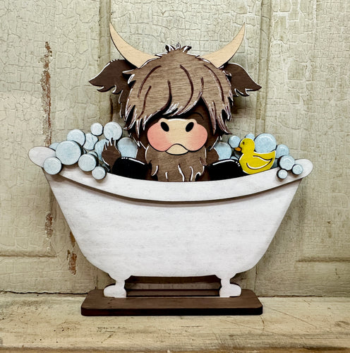 Highland in the Bathtub Shelf Sitter - Unpainted