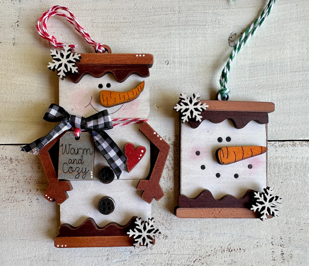 Marshmallow snowman Ornament  - DIY