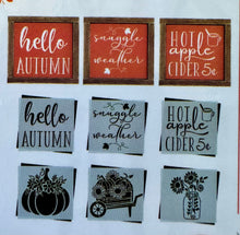 Load image into Gallery viewer, Fall Stencils - Fall Farmhouse (6 designs) - 6&quot; x 6&quot;