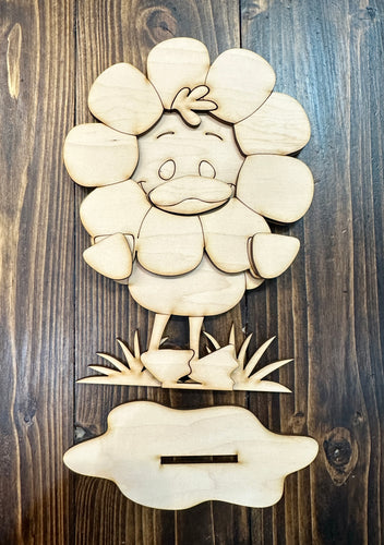 Duck with Large Daisy Sitter - Unpainted