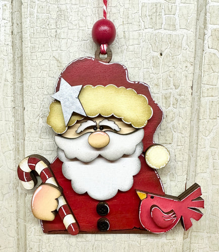 Santa with Bird Ornament - Unpainted