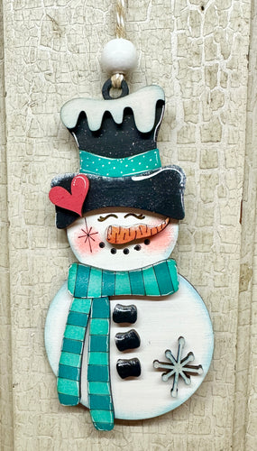 Snowman with Top Hat Ornament - Unpainted