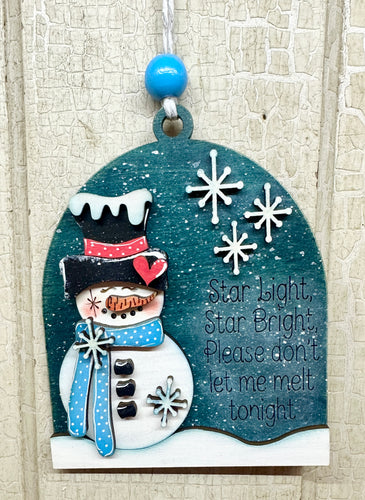 Star Light, Star Bright Snowman Ornament - Unpainted
