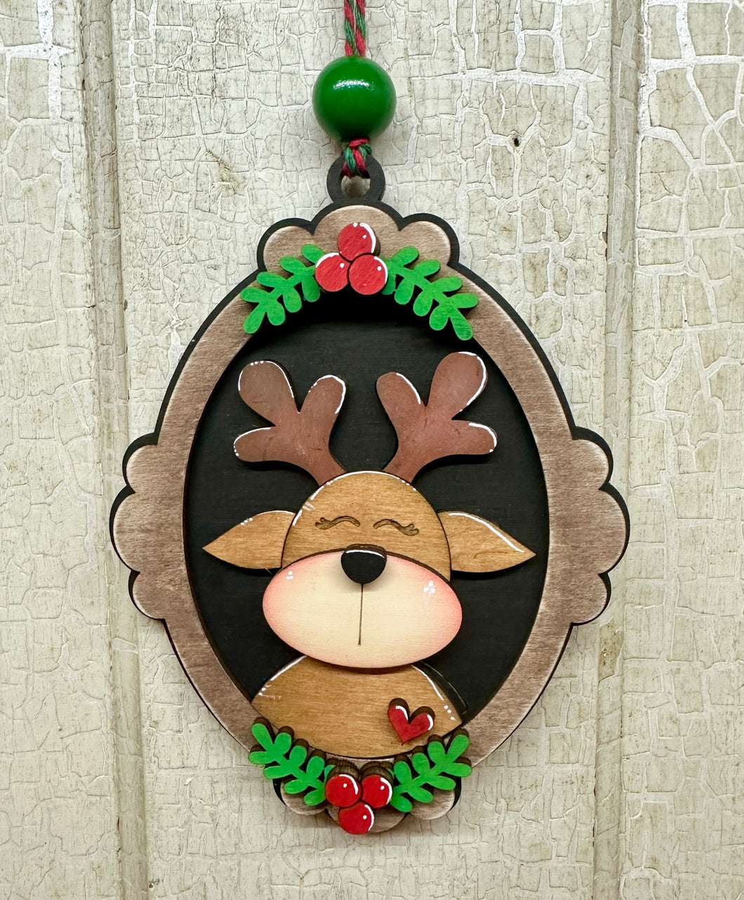 Reindeer in Frame Ornament - Unpainted