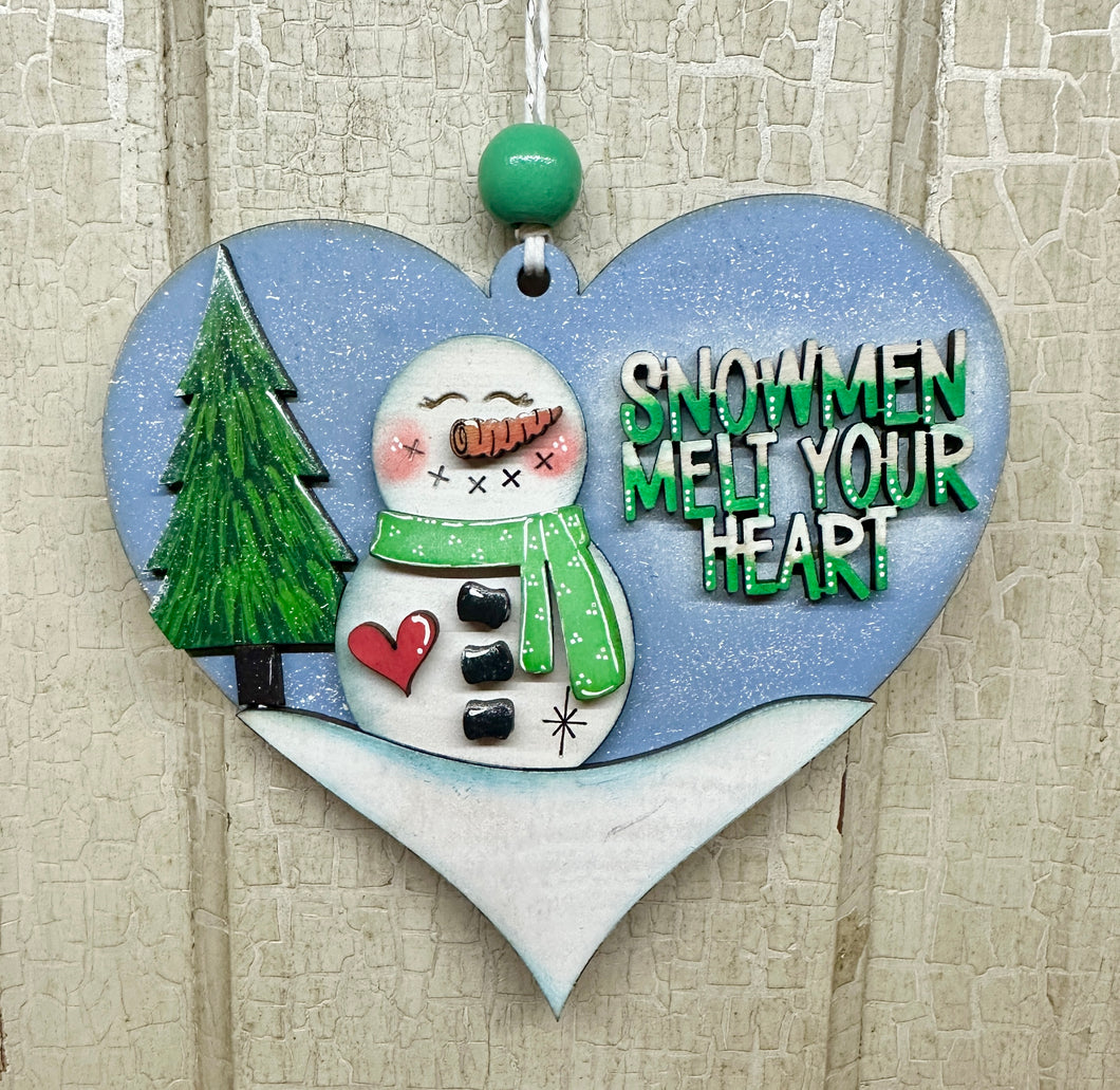 Snowmen Melt Your Heart Ornament - Unpainted