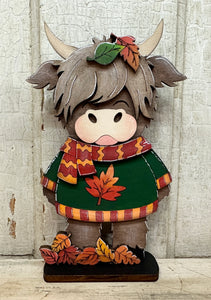 Fall Sweater Highland Cow  - Unpainted