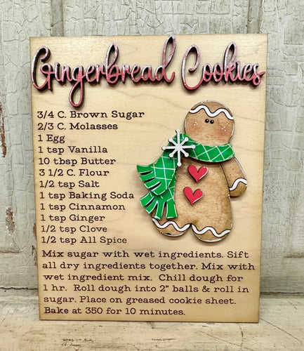 Gingerbread Recipe Small Sign - Unpainted
