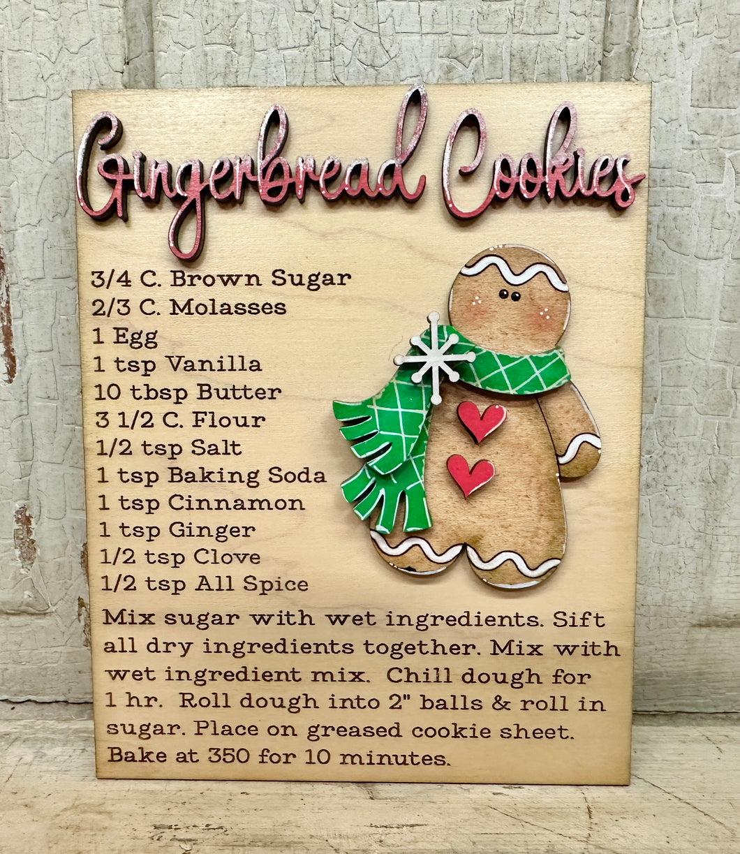 Gingerbread Recipe Small Sign - Unpainted