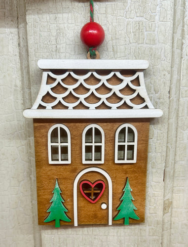 Gingerbread House Ornament - Unpainted