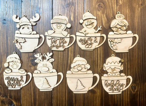 Christmas Mug Friends Ornaments - Unpainted