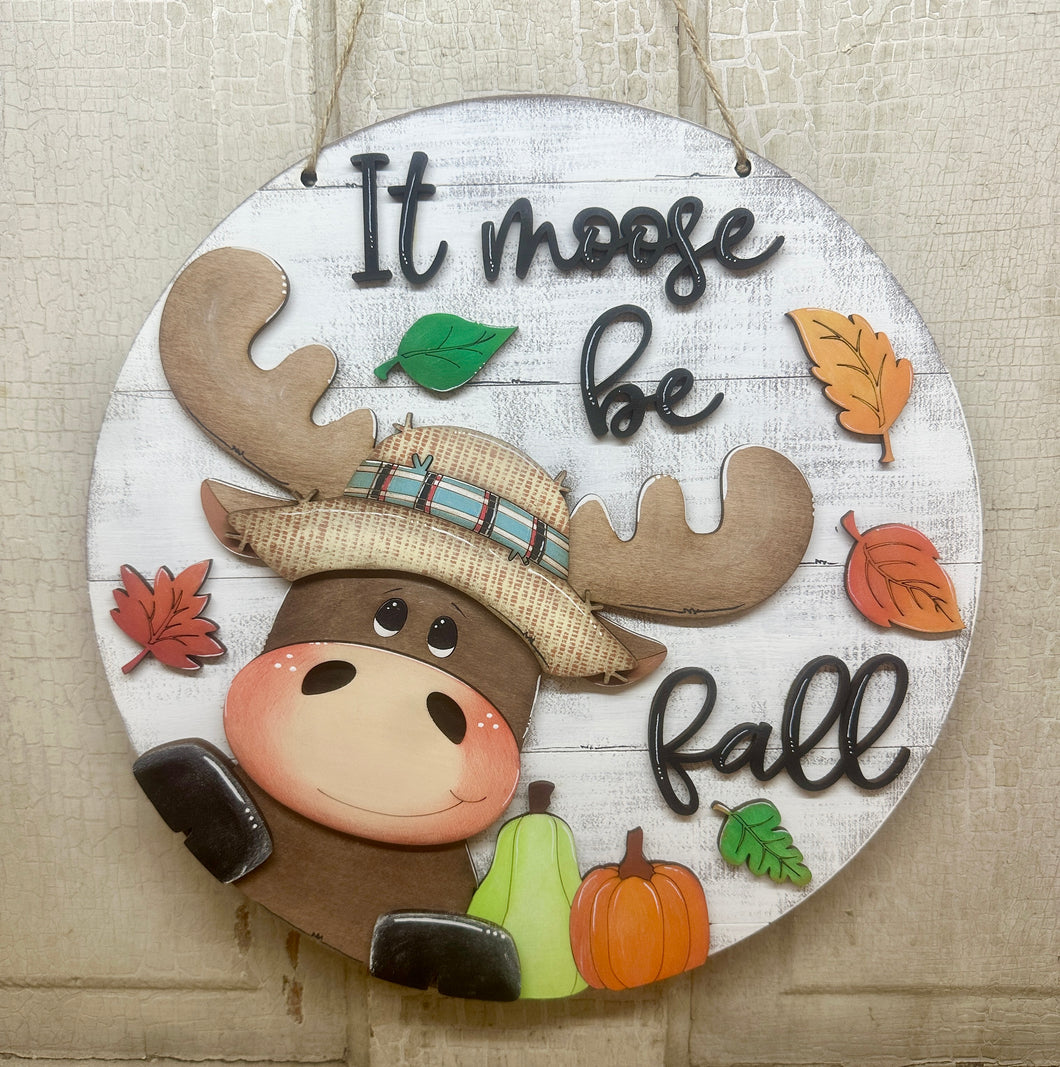 Fall Moose Door Hanger - Unpainted