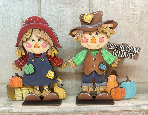 Girl & Boy Scarecrows - Unpainted