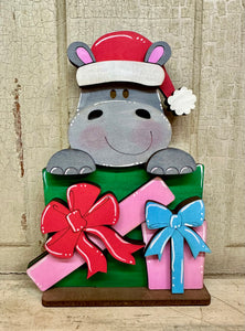 Christmas Hippopotamus Shelf Sitter - Unpainted