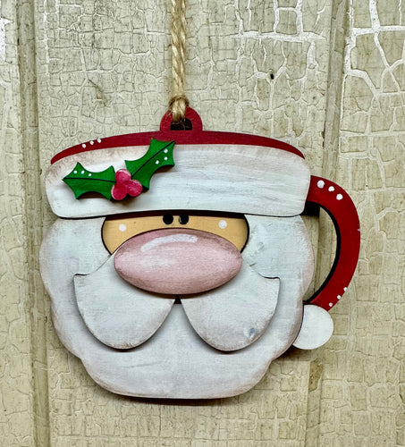 Vintage Santa Mug Ornament - Unpainted