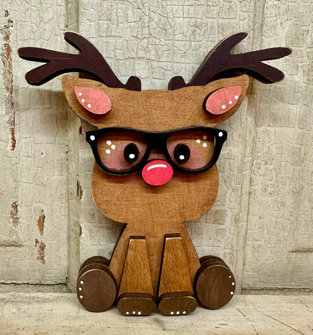 Nerdy Reindeer Shelf Sitter - Unpainted