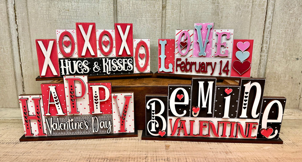 Valentine Block Sign - Unpainted - 4 Designs