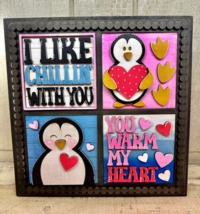 Interchangeable Valentine Penguin Pieces for Ladder or Frames - Unpainted -