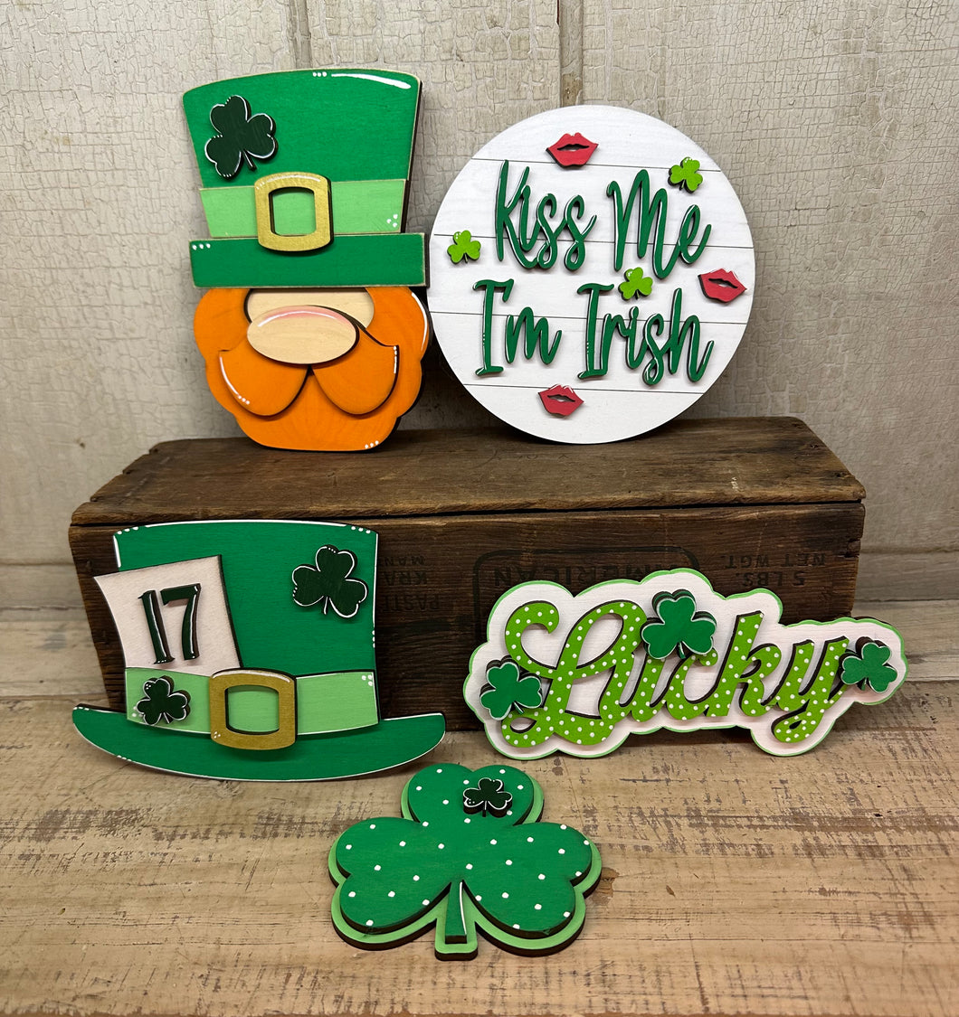 Lucky Leprechaun Tiered Tray - Unpainted - Choose a Piece or Entire Set