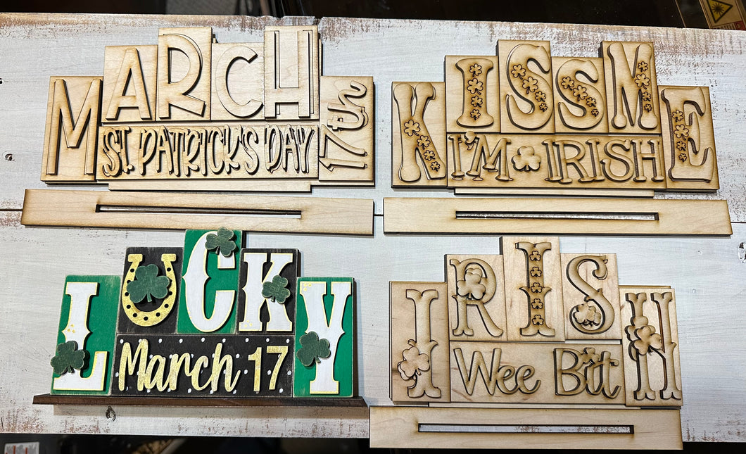 St. Patrick's Day Block Sign - Unpainted - 4 Designs