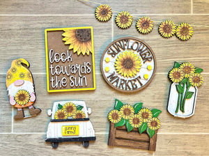 Sunny Sunflower Tiered Tray -Unpainted - Pieces or Entire Set