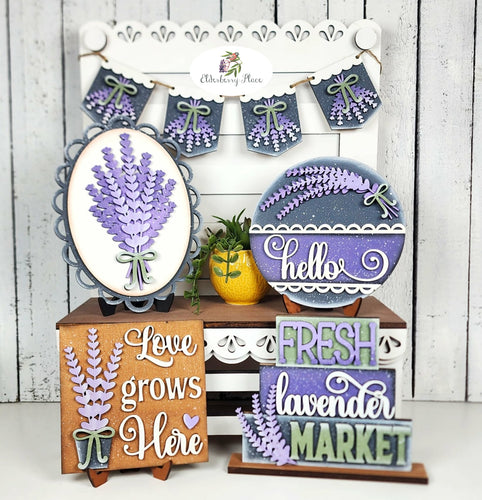 Lavender Decor Set - Tiered Tray - Unpainted - Choose a Piece or the Entire Set
