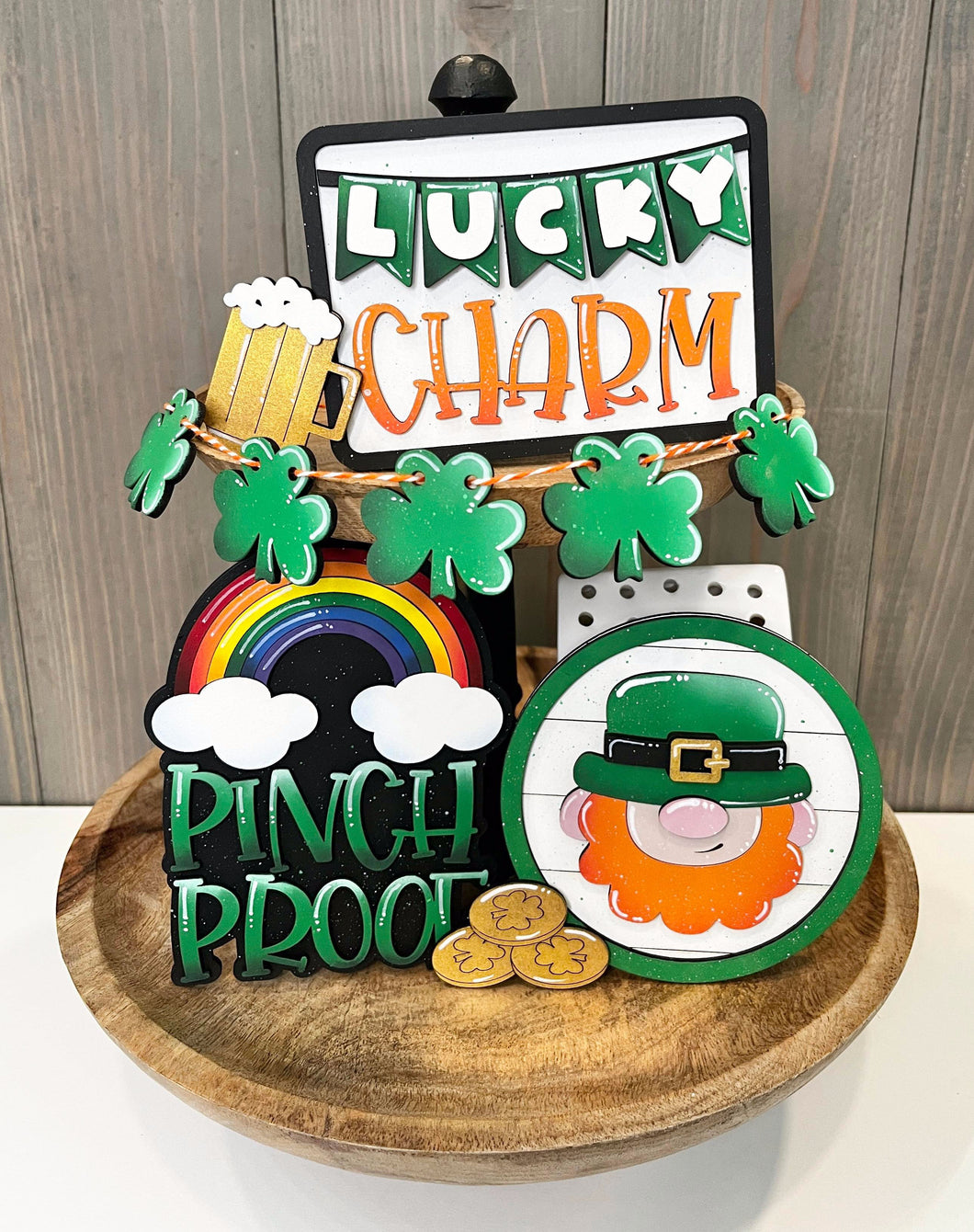 St. Patrick's Day Pinch Proof Tiered Tray - Unpainted - Choose a Piece or Entire Set