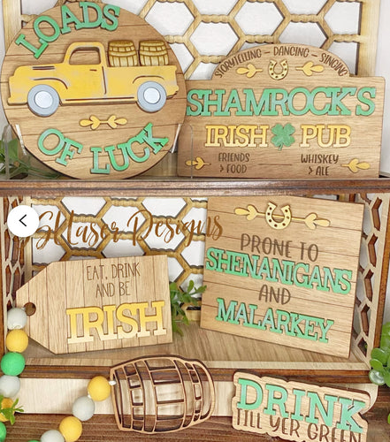Irish Pub St. Patrick's Day Tiered Tray - Unpainted - Choose a Piece or Entire Set