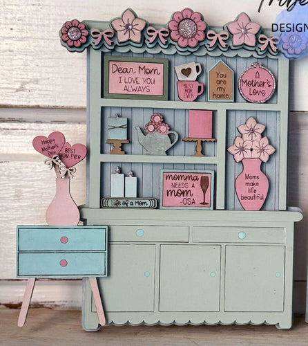 Mom Hutch Shelf Sitter - Unpainted