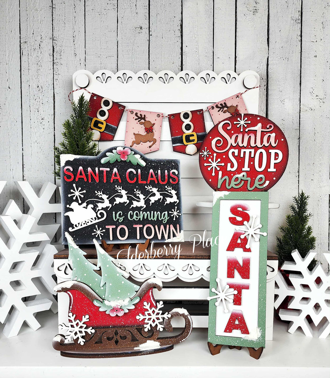 Santa North Pole Decor Set  - Unpainted & Unassembled - Purchase one piece or entire set
