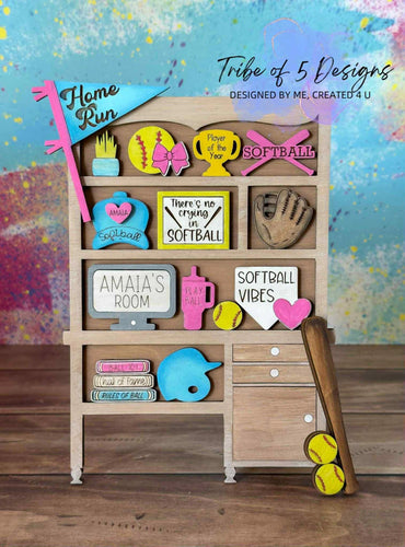Softball Hutch Shelf Sitter - Unpainted