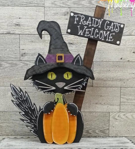 Halloween Fraidy Cat Shelf Sitter  - Unpainted