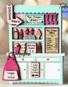 Ice Cream Hutch Shelf Sitter - Unpainted