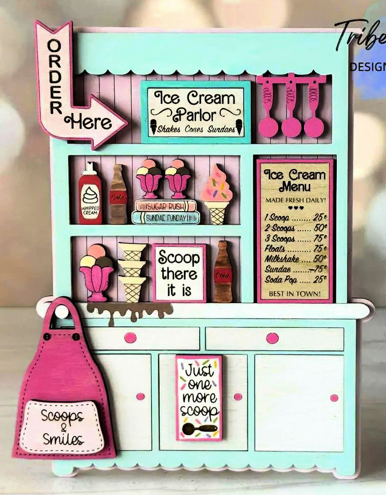 Ice Cream Hutch Shelf Sitter - Unpainted