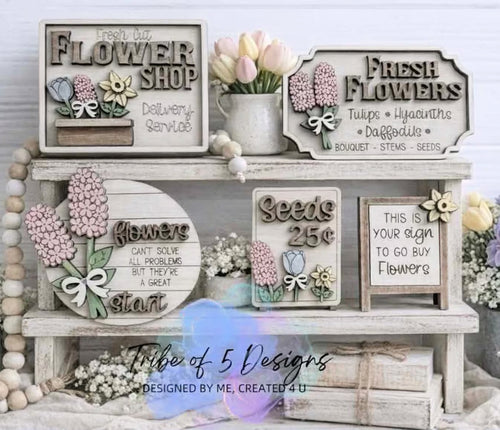 Lilac Decor Set - Tiered Tray - Unpainted - Choose a Piece or the Entire Set