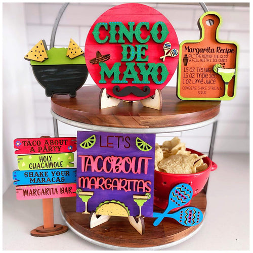 Cinco De Mayo Tiered Tray - Choose a Piece or Entire Set - Unpainted