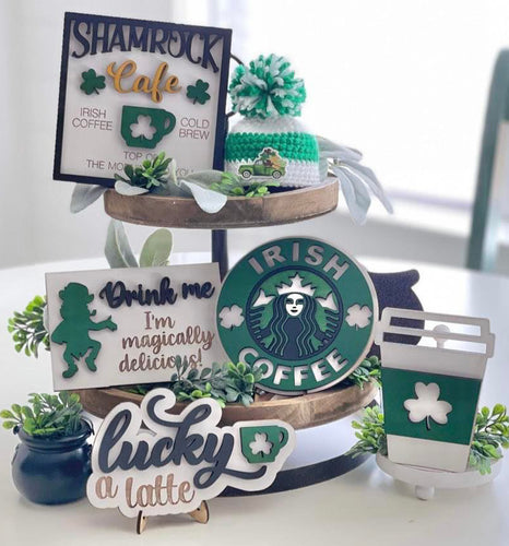 St. Patrick's Day Coffee Tiered Tray - Unpainted - Choose a Piece or Entire Set